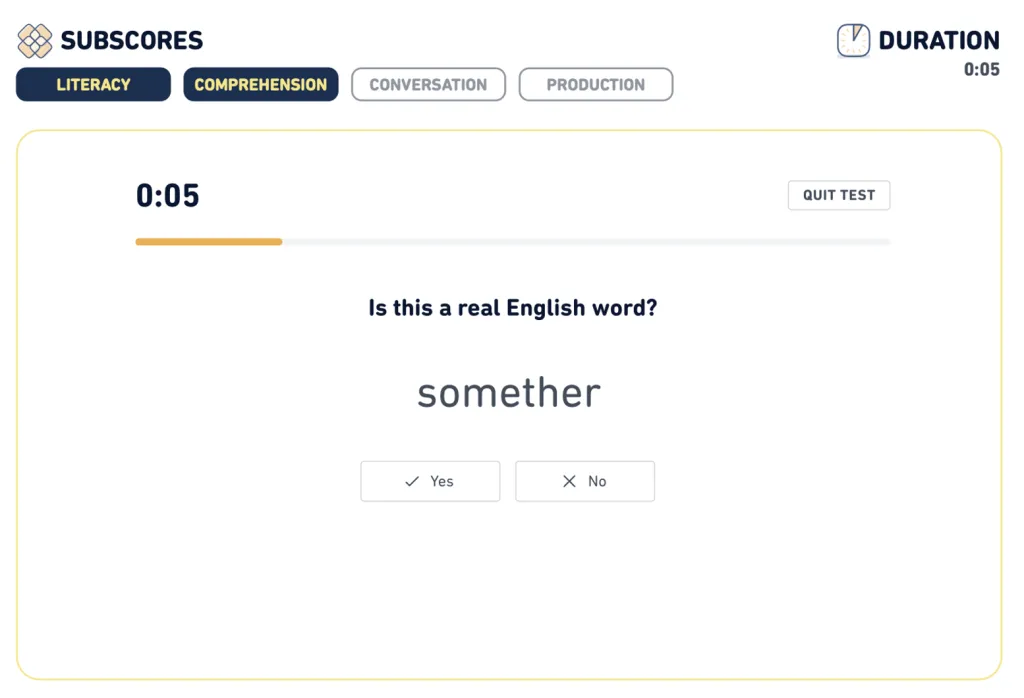 The UI of Duolingo English Test "Read and Select" Questions.