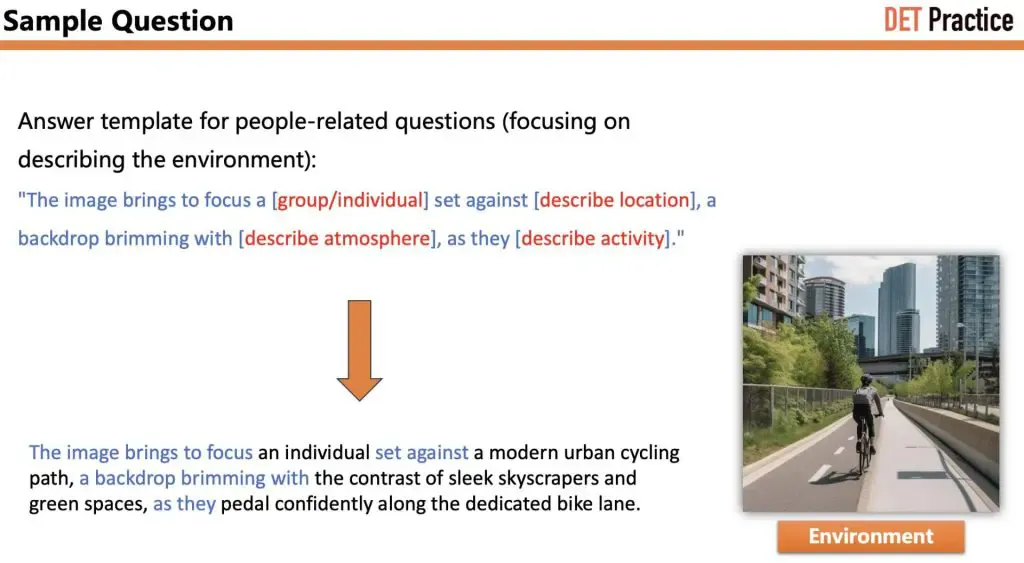 Sample Question 2 of Write about the Photo, with Template 2