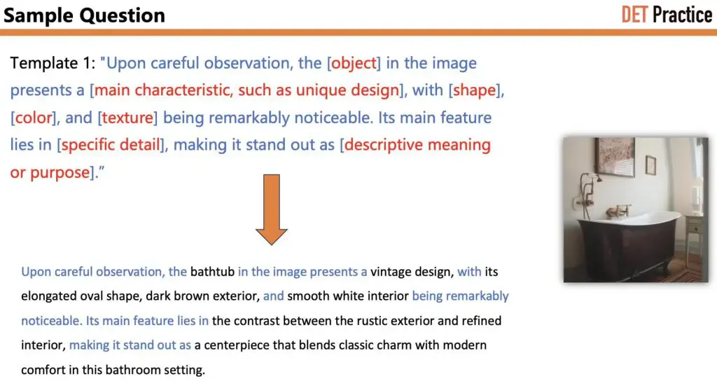 Sample Question 10 of Write about the Photo, with Template 1