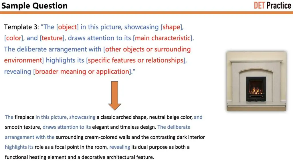 Sample Question 12 of Write about the Photo, with Template 3