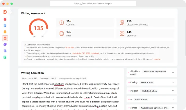 DET Writing AI Correction