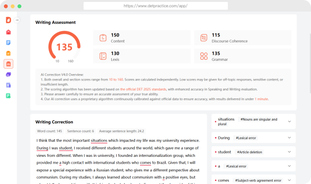 DET Writing AI Correction